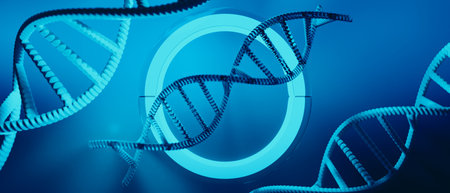 blood dna cell double helix structure, 3d illustration rendering, network of healthcare business, heart and careの写真素材