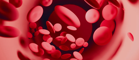 red blood cell anti-body in vein of human 3d illustration rendering, healthcare and medical for Hemoglobin bloodstreamの写真素材
