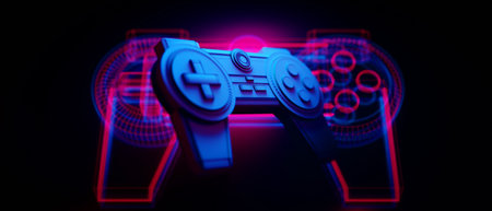3d illustration rendering of y2k 2000s gamer technology futuristic cyberpunk sci-fi display podium,...