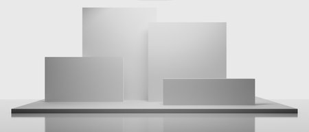3d booth kios illustration rendering, Exhibition podium pedestal stand event stage for mockup a Display design, trade show for retail product on white backgroundの写真素材
