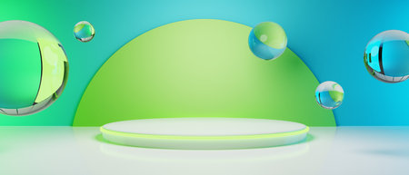 3d booth kios illustration rendering, Exhibition podium pedestal stand event stage for mockup a Display design, trade show for retail product on white backgroundの写真素材
