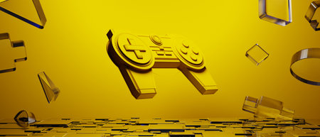 3d illustration rendering of y2k 2000s gamer technology futuristic fantasy metaverse cyberpunk sci-fi display podium abstract backgroundの写真素材
