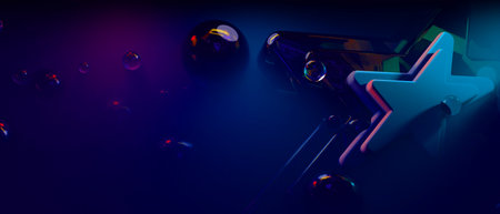 3d illustration rendering of chromatic star y2k 2000s gamer technology futuristic fantasy metaverse cyberpunk sci-fi display podium abstract backgroundの写真素材