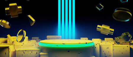 3d illustration rendering of y2k 2000s gamer technology futuristic fantasy metaverse cyberpunk...