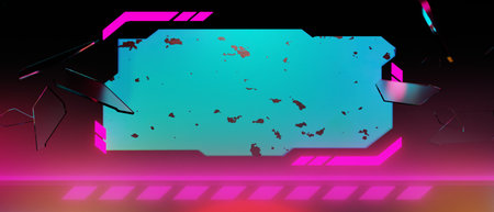 3d illustration rendering of y2k 2000s gamer technology futuristic fantasy metaverse cyberpunk sci-fi display podium abstract background neon-glowの写真素材