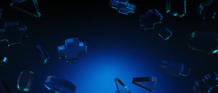 3d illustration rendering of y2k 2000s gamer technology futuristic fantasy metaverse cyberpunk sci-fi display podium abstract background neon-glowの写真素材