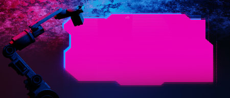 3d illustration rendering of y2k 2000s gamer technology futuristic fantasy metaverse cyberpunk sci-fi display podium abstract background neon-glowの写真素材