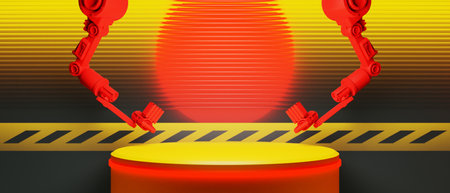 3d illustration rendering of y2k 2000s gamer technology futuristic fantasy metaverse cyberpunk sci-fi display podium abstract background neon-glowの写真素材