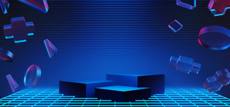 3d illustration rendering of y2k 2000s gamer technology futuristic fantasy metaverse cyberpunk...