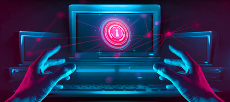 The hand of a businessman interactive touching a holographic of a financial network, symbolizing the...