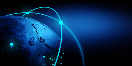 global world earth or planet of technology network of internet telecom communication, data cloud...