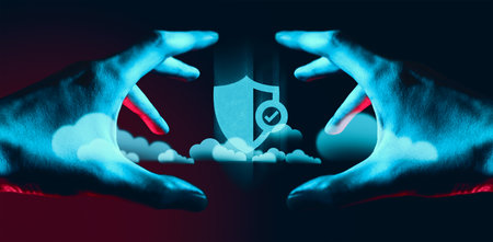 hand of businessman interactive touching a holographic of transaction financial network data system,...