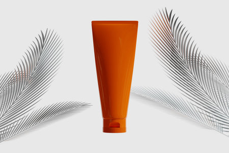 3d illustration of cosmetic skin care beauty spa cream mockup, bathroom interior, medical healthcare treatment, fashion of makeup, bottle tube of packagingの写真素材