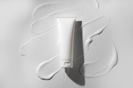 makeup cosmetic skincare, a mockup for cream lotion bottle product, packaging on white backgroundの写真素材