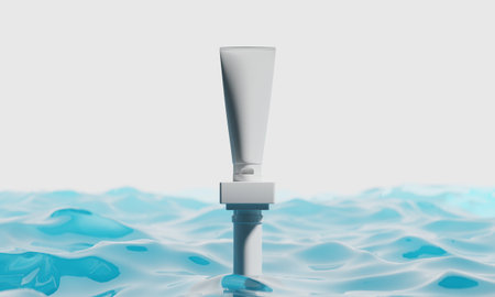 3d illustration of cosmetic skincare beauty spa cream mockup, medical healthcare treatment, fashion of makeup, bottle tube of packagingの写真素材
