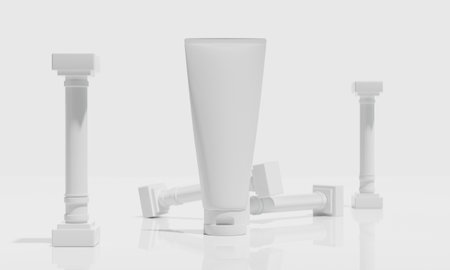 3d illustraion of cosmetic skincare beauty spa cream mockup, medical healthcare treatment, fashion of makeup, bottle tube of packagingの写真素材