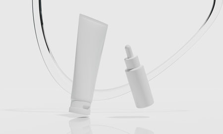 3d illustraion of cosmetic skincare beauty spa cream mockup, medical healthcare treatment, fashion of makeup, bottle tube of packagingの写真素材