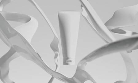 3d illustration of cosmetic skincare beauty spa cream mockup, healthcare treatment, fashion of makeup, bottle tube of packagingの写真素材