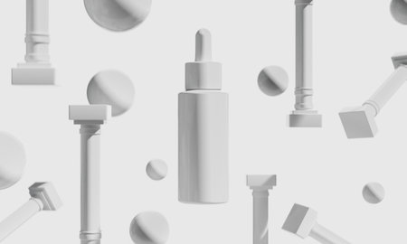 3d illustraion of cosmetic skincare beauty spa cream mockup, medical healthcare treatment, fashion of makeup, bottle tube of packagingの写真素材
