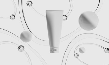 3d illustraion of cosmetic skincare beauty spa cream mockup, medical healthcare treatment, fashion of makeup, bottle tube of packagingの写真素材