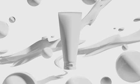 3d illustraion of cosmetic skincare beauty spa cream mockup, medical healthcare treatment, fashion of makeup, bottle tube of packagingの写真素材