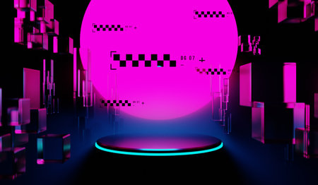 3d illustration rendering of y2k 2000s gaming technology futuristic fantasy metaverse cyberpunk...