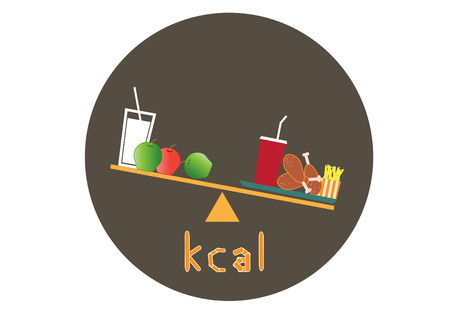 Calories of Food , Choose between healthy food and junk food ,vectorのイラスト素材