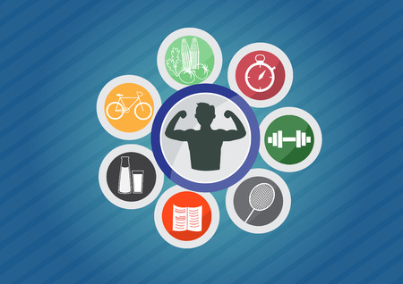 sport icons , icon of good healthy life styleのイラスト素材