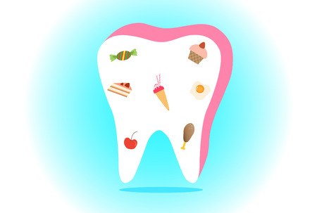 food and dessert on tooth, vector illustrationsのイラスト素材