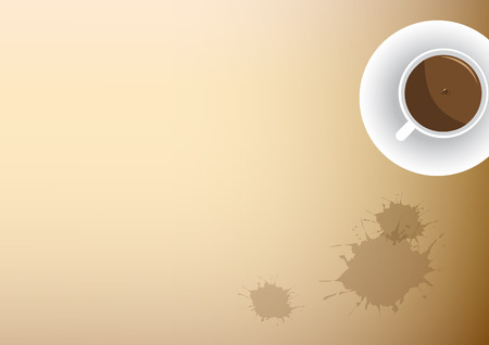 Splash coffee on old paper with Coffee cupのイラスト素材