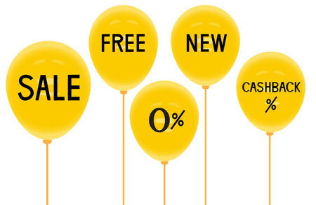 Yellow baloons and discounts,Use for advertisement ,Vector illustrationsのイラスト素材