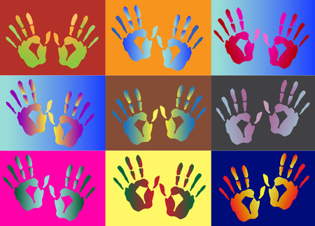 Pattern colorful handprint ,vector illustrationsのイラスト素材
