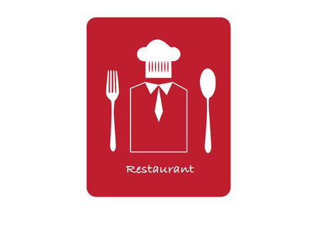 Restaurant icon on red backgrounds , vector illustrationsのイラスト素材