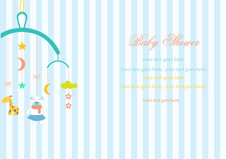 Baby crib hanging toy on stripe backgroundsのイラスト素材