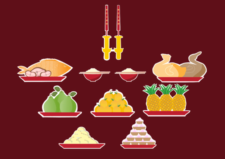 Sacrifice to gods of chinese new yearのイラスト素材