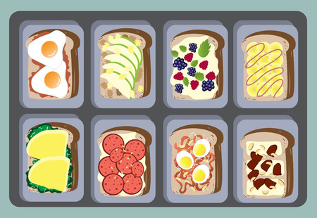 Sandwiches Collection for healthy ,Vector illustrationsのイラスト素材