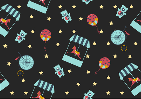 Seamless background pattern of carousel horse,Vector illustrationsのイラスト素材