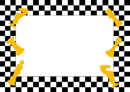 Frame of Chess board game and chess pieces,Funny frame for childrenのイラスト素材