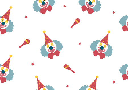 pattern seamless of Clown face on white backgrouds,Vector illustrationsのイラスト素材
