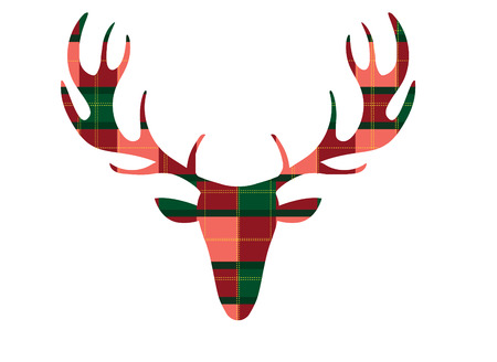 Deer head on tartan backgrounds,Vector illustrationsのイラスト素材