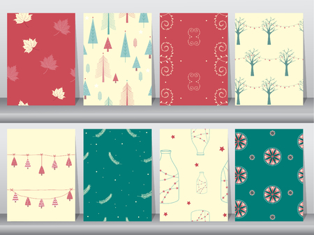 Set of seamless background pattern of christmas winter,seamless winter,seamless backgrounds,Vector illustrationsのイラスト素材