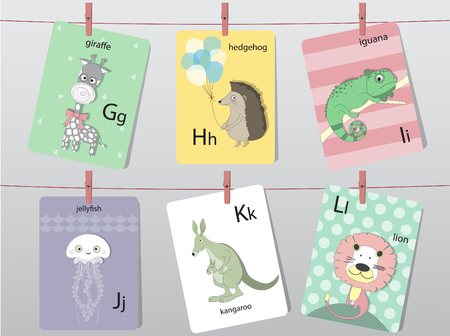 Cute zoo alphabet with funny animals,Letters,Animal alphabet,Learn to read,Vector illustrationsのイラスト素材