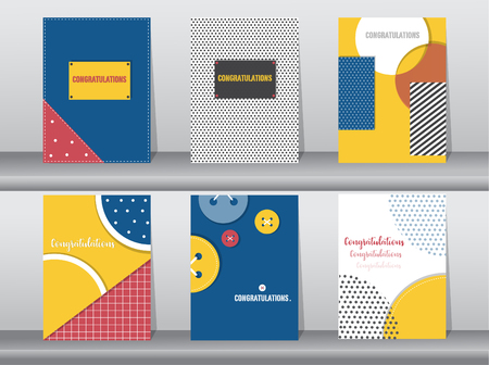 Set of congratulation card on retro pattern design,vintage,poster,template,greeting,Vector illustrationsのイラスト素材