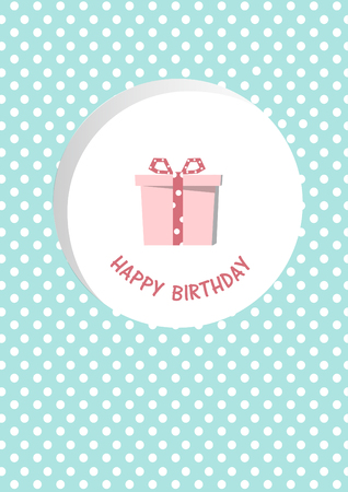 Gift box on pink dot backgrounds,Birthday card, vector illustrationsのイラスト素材