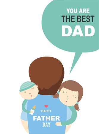 Happy Father's Day card ,poster,template,greeting cards,son,hug,Vector illustrationsのイラスト素材