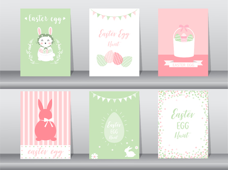 Set of cute Easter greeting cards templateのイラスト素材