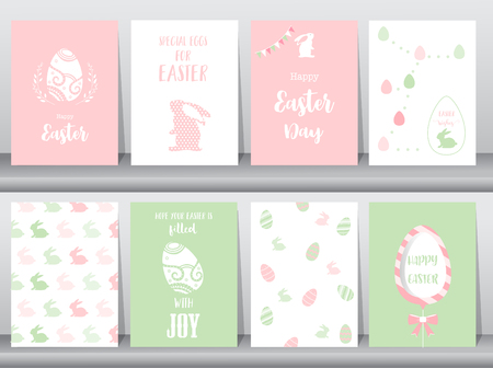 Set of cute Easter greeting cards templateのイラスト素材
