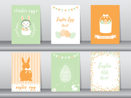 Set of cute Easter greeting cards templateのイラスト素材