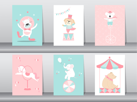 Set of cute animals template. Vector illustrationsのイラスト素材