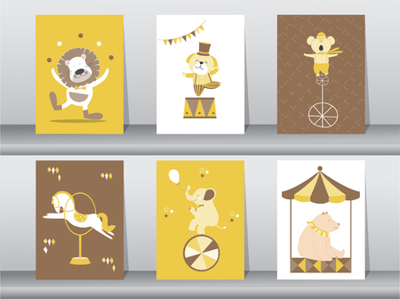 Set of cute animals template. Vector illustrationsのイラスト素材